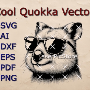 Detailed Vector of a Cool Quokka with Sunglasses - SVG AI DXF + more - Funny Australian Animal svg - Quokka Laser file - Quokka Print