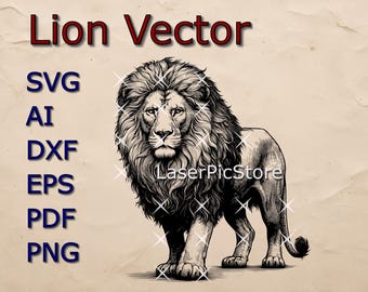 Archivo vectorial de león - SVG AI DXF - Animal africano svg - Archivo láser de león