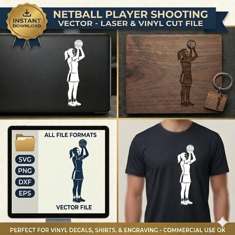 Netball Dxf Netball Player Shooting Silhouette SVG, Netball Silhouette Vector ...