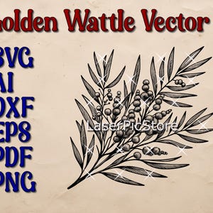 Goldene Wattle Vektor-Datei - SVG AI DXF - Australische Wattle svg - Native Australian Flora