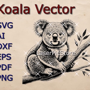 Koala vectorbestand - SVG AI DXF - Australische dieren svg - Koala laserbestand - Koala Print