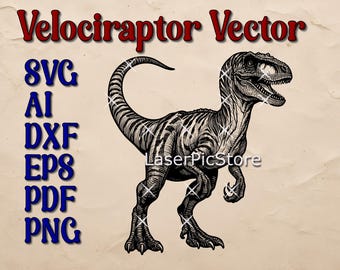 ヴェロキラプトル ベクター ファイル - SVG AI DXF - 先史時代の svg - 恐竜プリント