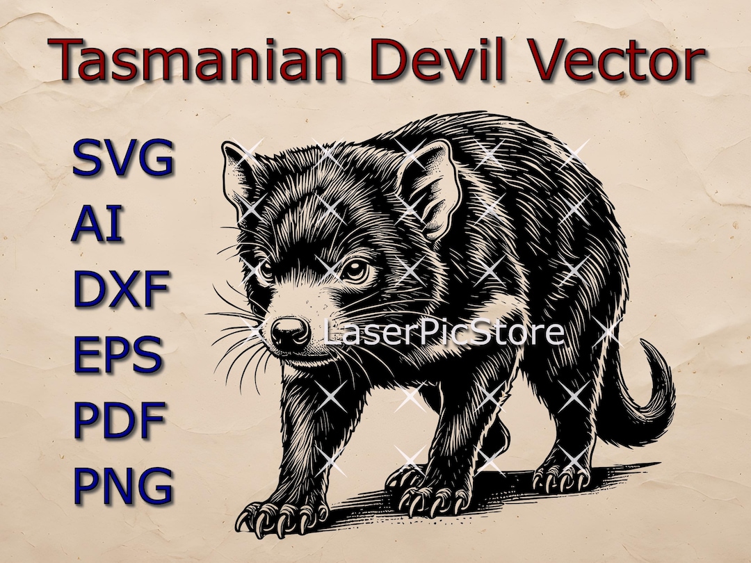 Tasmanian Devil Vector File - SVG AI DXF - Australian Animal Svg ...