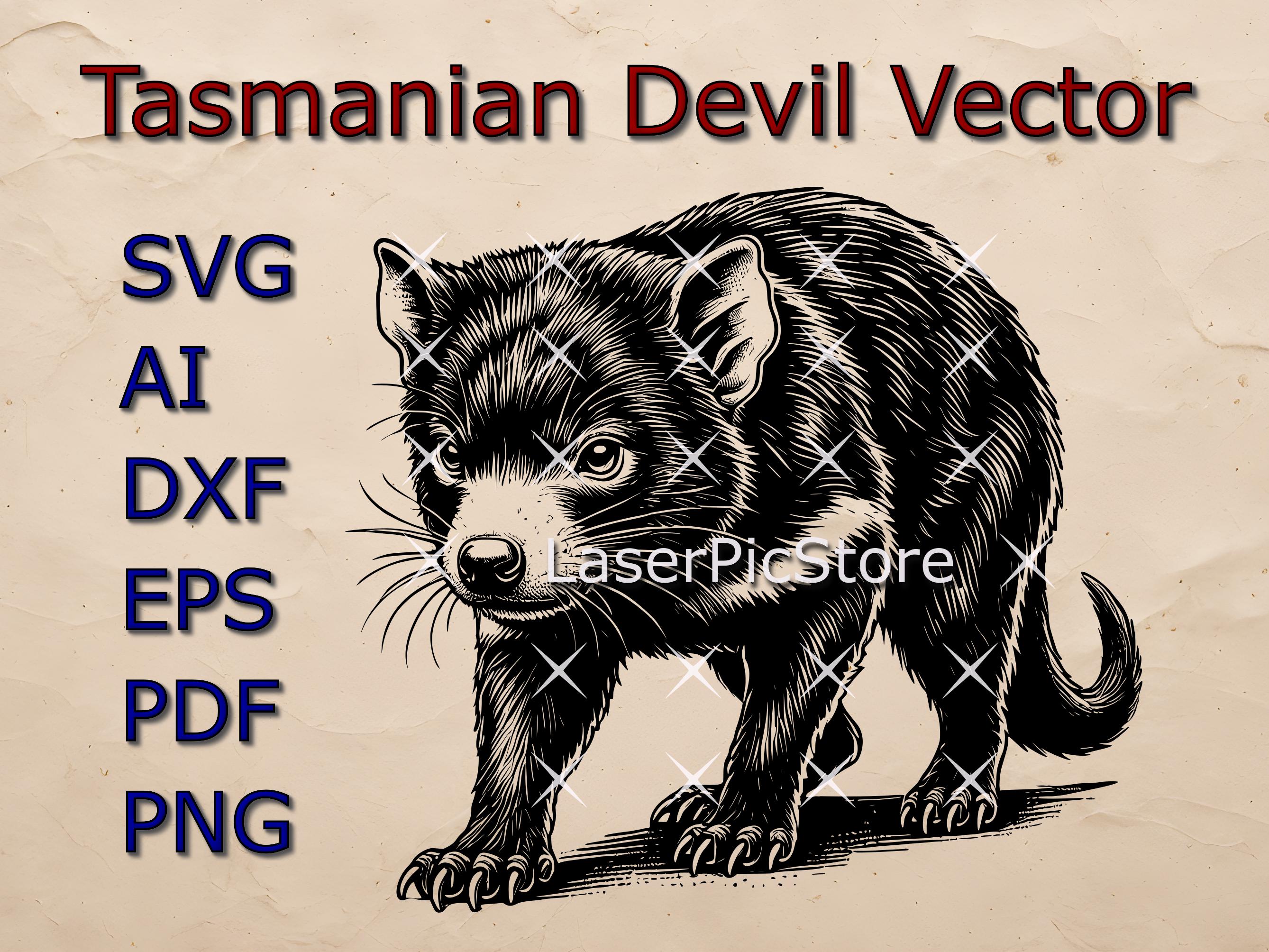 Tasmanian Devil Vector File - SVG AI DXF - Australian Animal Svg ...