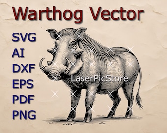 Warthog Vector File - SVG AI DXF - African Animal svg - Warthog Laser file