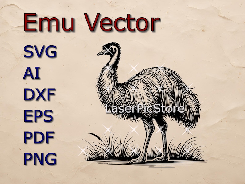 Emu Lablled Emu Vector File - SVG AI DXF and More - Australian Animal Svg ...
