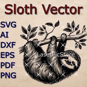 Sloth Vector File - SVG AI DXF eps - Detailed svg file - South American Animal Engraving Files - Sloth Print File