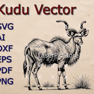 Greater Kudu Vector File - SVG AI DXF - African Animal svg - Kudu Laser file