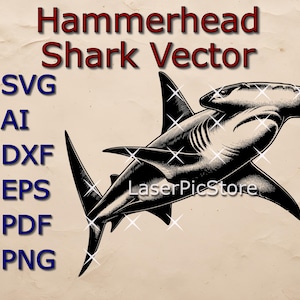 Hammerhead Shark Vector | Digital Engraving File for Laser Engraving, Glowforge, CNC, Printing | Shark SVG Download