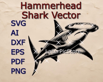 Hammerhead Shark Vector | Digital Engraving File for Laser Engraving, Glowforge, CNC, Printing | Shark SVG Download
