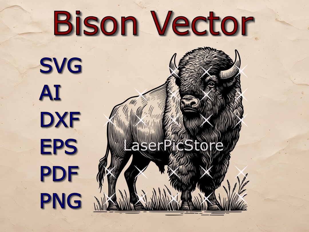 Bison Vector File - SVG AI DXF - American Animal Svg - Bison Laser File ...