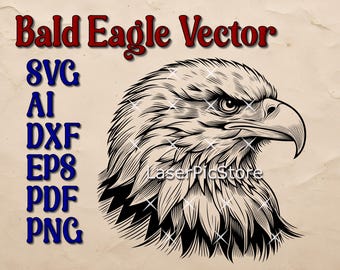 Bald Eagle Head Vector File - SVG AI DXF and More - American Animal Svg ...