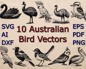 Australian Birds Vector Files - SVG AI DXF and more - 10 Birds
