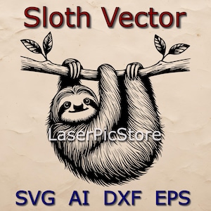 Sloth Vector File - SVG AI DXF Eps - Simple Lines Svg File - South ...
