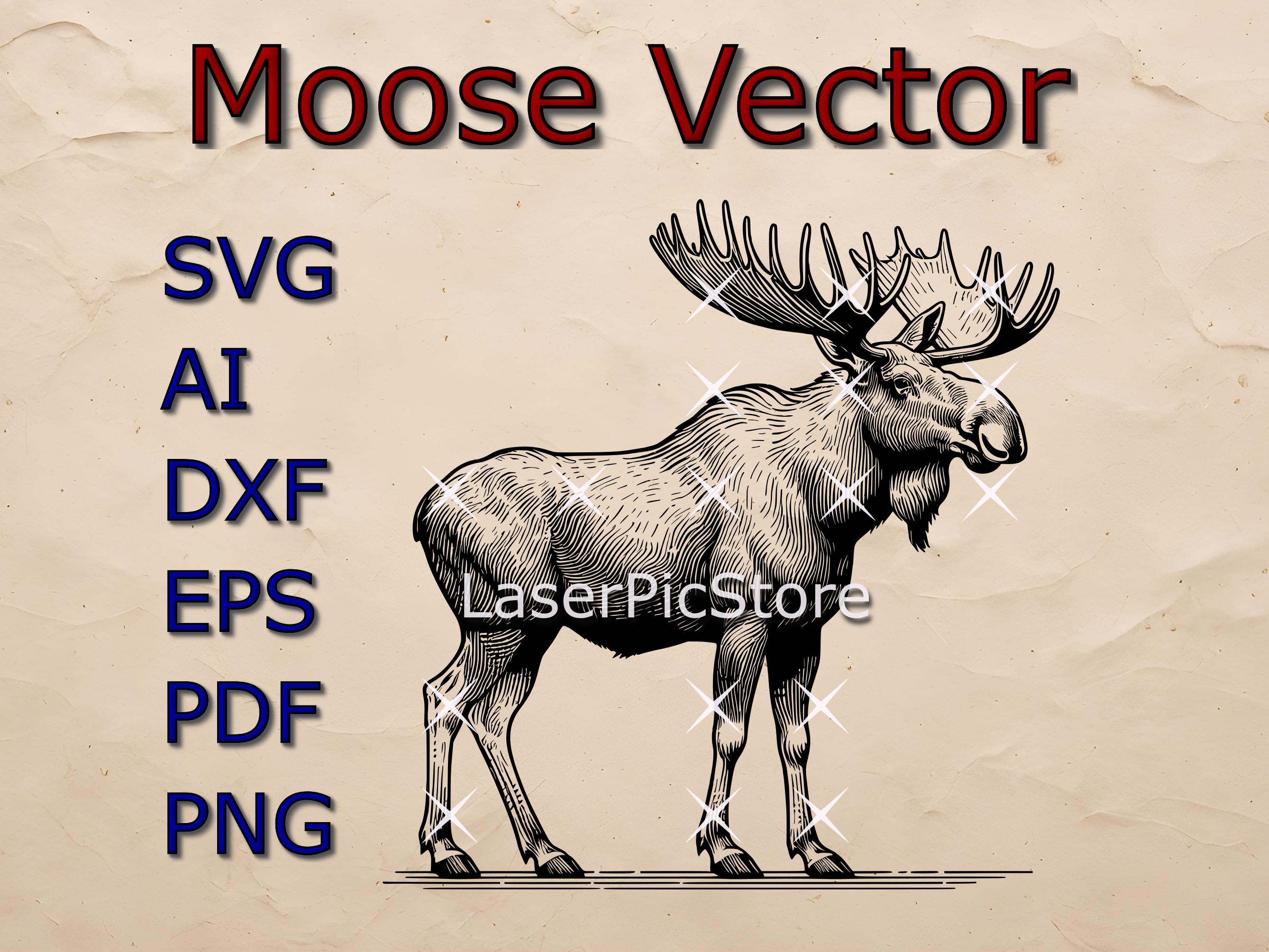 Moose Vector File - SVG AI DXF - American Animal Svg - Moose Laser File ...