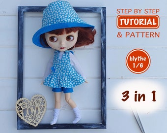 Blythe pattern Blythe clothing Blythe outfit Blythe clothes Sewing pattern Dress up doll Blythe hat Doll clothes pattern Blythe dress
