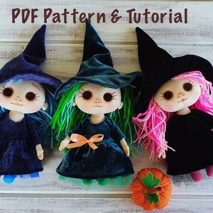 Rag doll witch costume Pattern + Tutoial doll sewing pattern easy and simple to follow instructions.