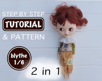 Blythe pattern Blythe clothing Blythe outfit Blythe clothes Sewing pattern Dress up doll Blythe hat Doll clothes pattern Blythe dress