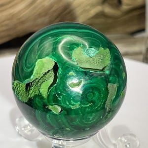 Vibrant Green Malachite Sphere with Druzy