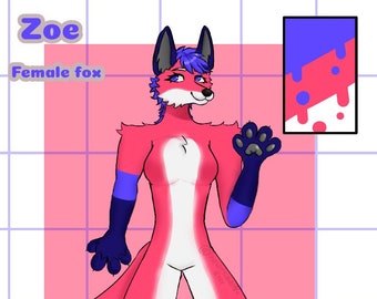 Fox fursona adoptable full body reference sheet (DIGITAL FILE ONLY) (click on picture for full view)