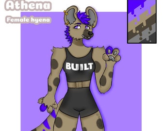 Hyena fursona adoptable full body reference sheet (DIGITAL FILE ONLY) (click on picture for full view)