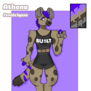 Hyena fursona adoptable full body reference sheet (DIGITAL FILE ONLY) (click on picture for full view)