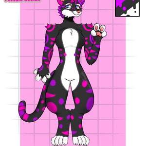 Ocelot fursona adoptable full body reference sheet (DIGITAL FILE ONLY) (click on picture for full view)
