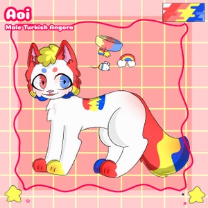 Feral cat  original character/ fursona adoptable full body picture/reference sheet (DIGITAL FILE ONLY)