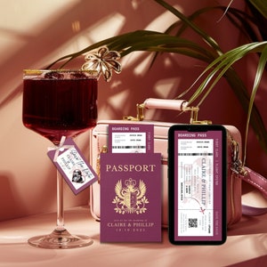 Paspoorthuwelijksuitnodiging en save the date-instapkaart, bordeaux, reisplan, bestemming bruiloft, reizen, QR-code-05MFT_11.4