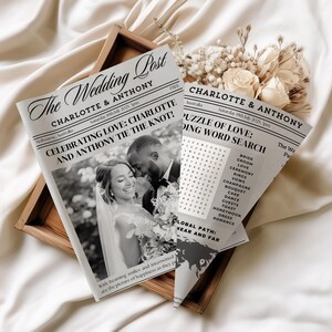 Custom Wedding Newspaper Program: Canva Template