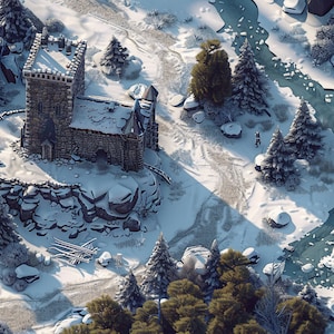 Wilderness Map 20 Juego de rol de mesa de fantasía con dragones y mazmorras nevadas