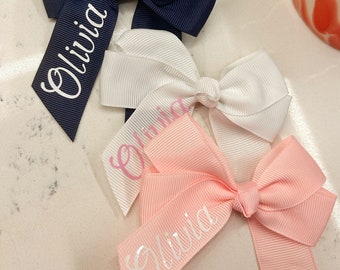 Personalised Hair Bow Clip - 4 inch Ribbon