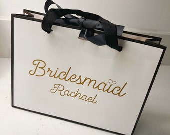 Bruiloft cadeauzakjes gepersonaliseerd - bruidsmeisje, bruidsjonkers cadeauzakjes - witte cadeauzakjes met striklint / gepersonaliseerde huwelijkscadeauzakje