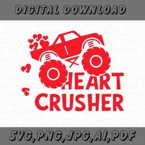 Herz Brecher SVG, Jungen Herz SVG, lustige Kinder zwarte svg, Monstertruck-Svg, Trucker-Tag-Svg, digitaler Download Png, digitale Clipart, Kinder-Svg
