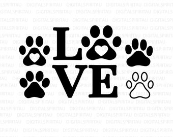 Dog Paw Print Svg, Love Svg, Dog Svg, Paw Svg, Animal Paw Svg, Animal Svg, Dog Paw Print Cut File, Paw Print Cut File, Animal Print Svg