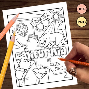 CALIFORNIE - Coloriage carte des États-Unis d'Amérique à imprimer
