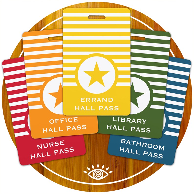 Modern Chic Stripes Classroom Hall Passes for Teachers, Personalized ...