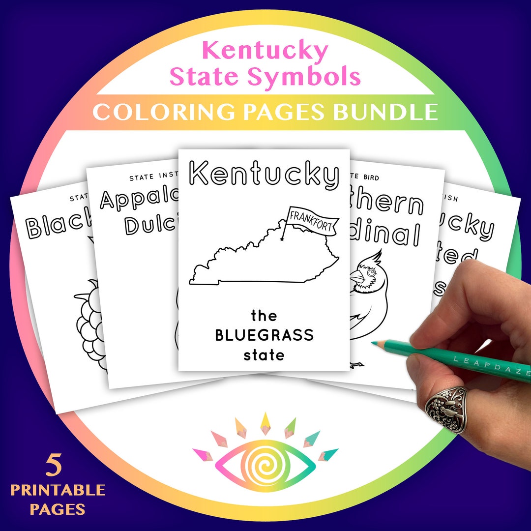 KENTUCKY State Symbols Coloring Pages Bundle - Instant Download - Etsy