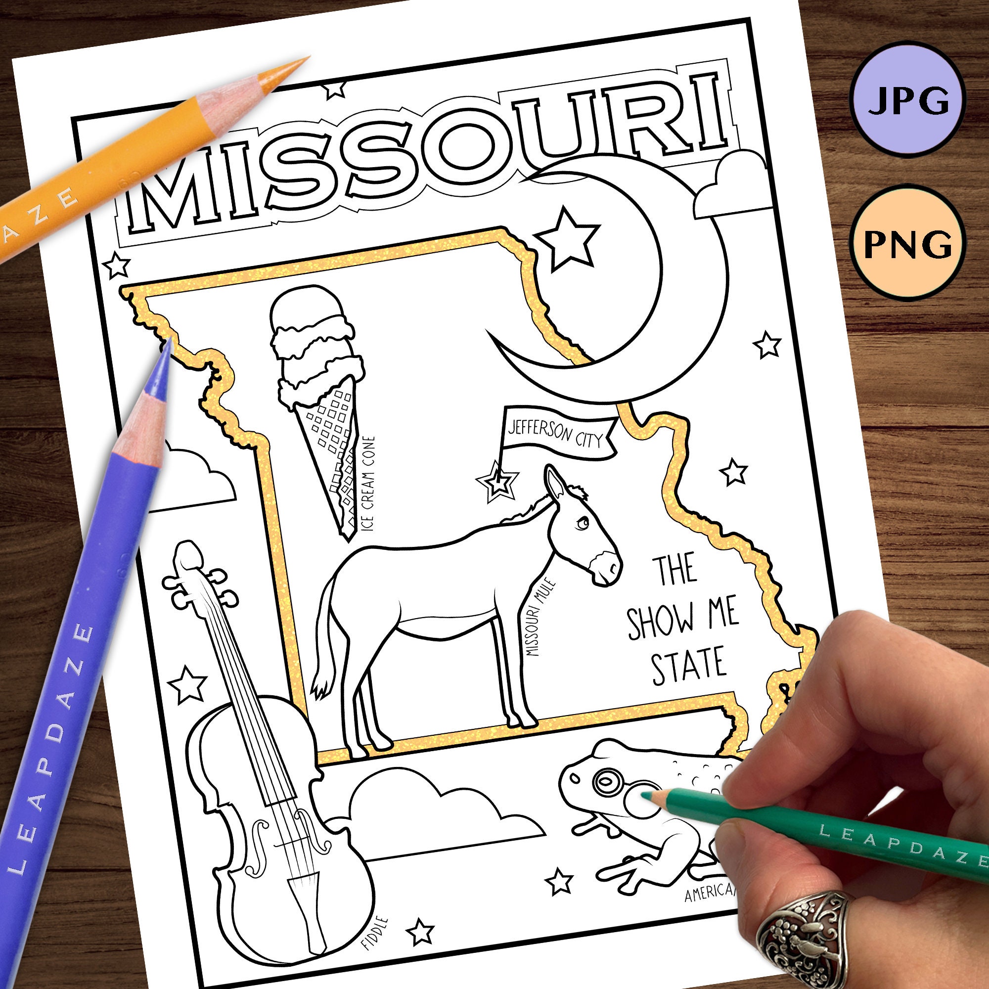 MISSOURI Coloring Page With State Facts Printable United States of