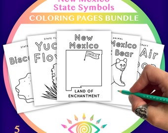 NEW MEXICO State Symbols Coloring Pages Bundle - Instant Download
