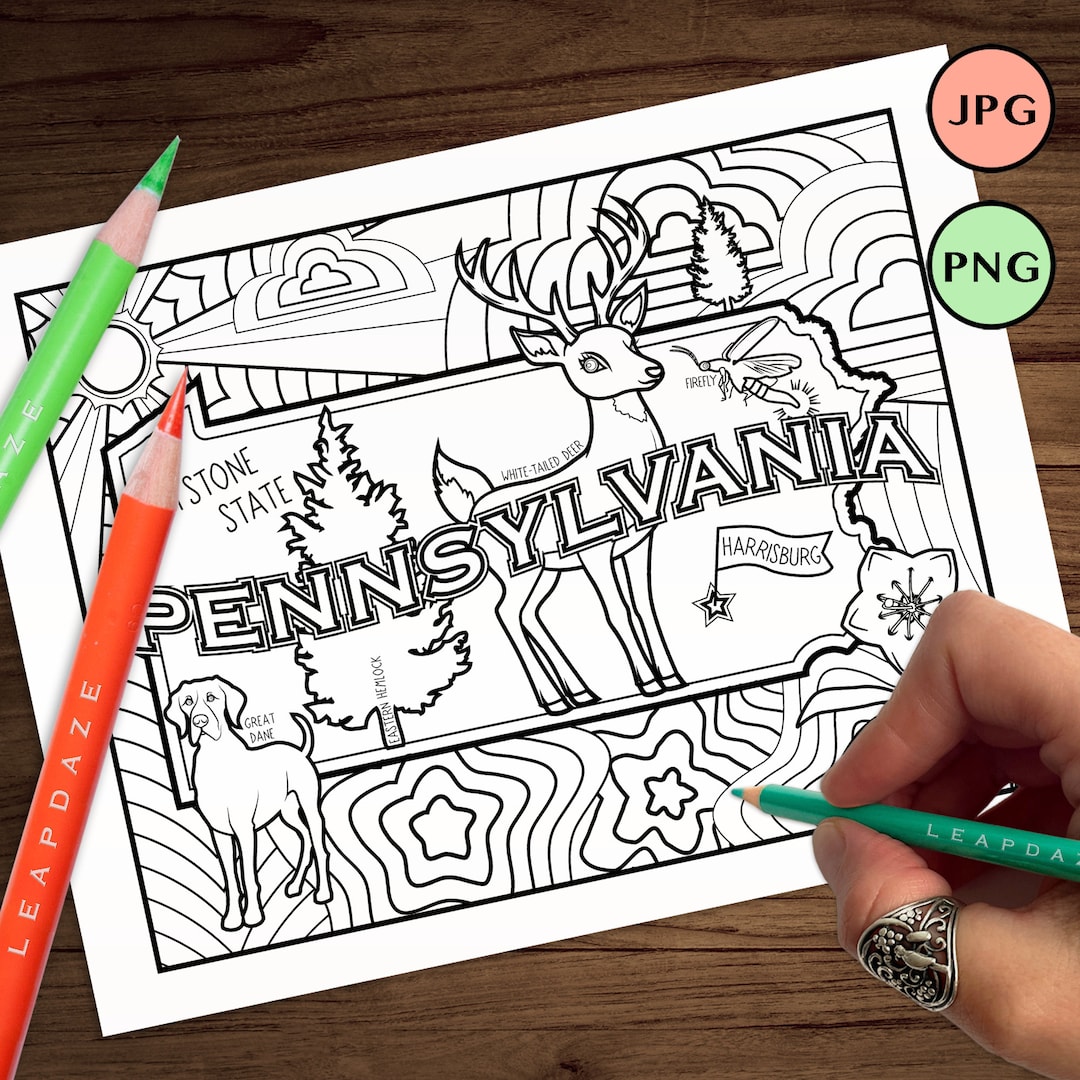 PENNSYLVANIA Coloring Page With State Facts Animal, Dog, Nickname