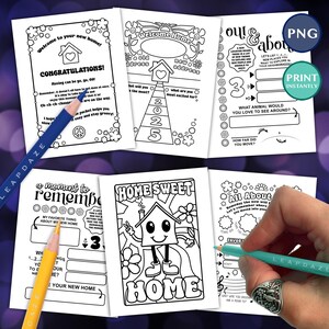 Willkommen zu Hause Retro Malseiten Bundle, sofortiger Download Druck, neues Haus, Grundbesitz, Makler, Kunden Abschlussgeschenk, Umzug