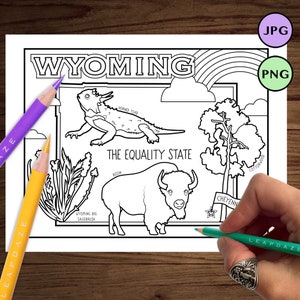 WYOMING - Coloriage carte des États-Unis d'Amérique à imprimer