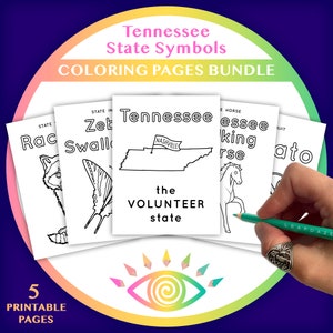 TENNESSEE State Symbols Coloring Pages Bundle - Instant Download