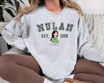 Disney Princess Est-sweater, vintage universiteitstrui, Disney-figuren, prinsessenstrui, Mulan-sweater