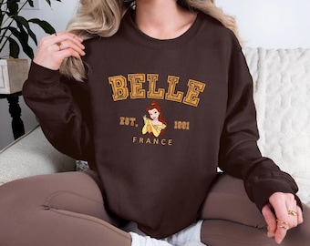 Vintage belle-sweater – Beauty and the Beast France University, ronde hals