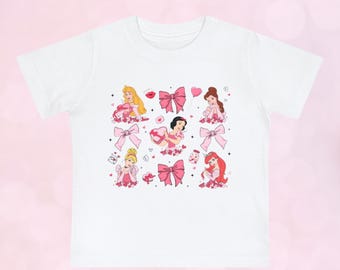 Baby Valentijnsdag shirt Disney prinsessen peuter Disney prinsessen Valentijnsdag T-shirt grafisch babyshirt kinderen Valentijnsdag shirt cadeau