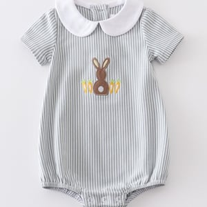 Easter Bunny Embroidery Baby Bubble Romper