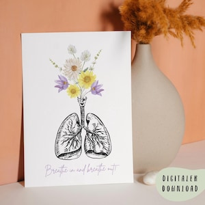 Inspirez et expirez - carte postale en téléchargement numérique : cadeau pour vos proches