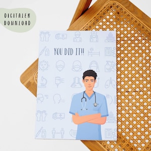Passed the exam! - Postcard as a digital download: Congratulations on your exam, as a gift for nursing staff